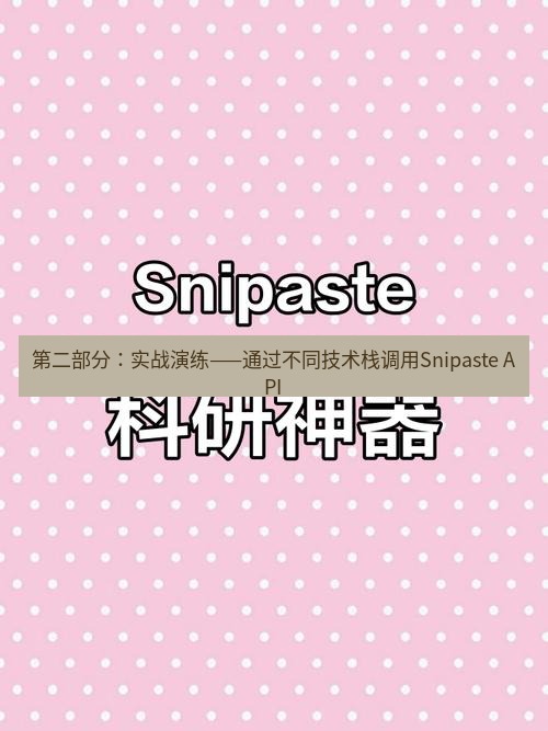 snipaste 第二部分：实战演练——通过不同技术栈调用Snipaste API
