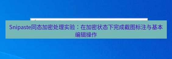 snipaste Snipaste同态加密处理实验：在加密状态下完成截图标注与基本编辑操作